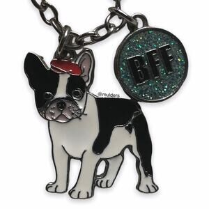 Y2k Boston Terrier Puppy Dog BFF Best Friend Forever Necklace